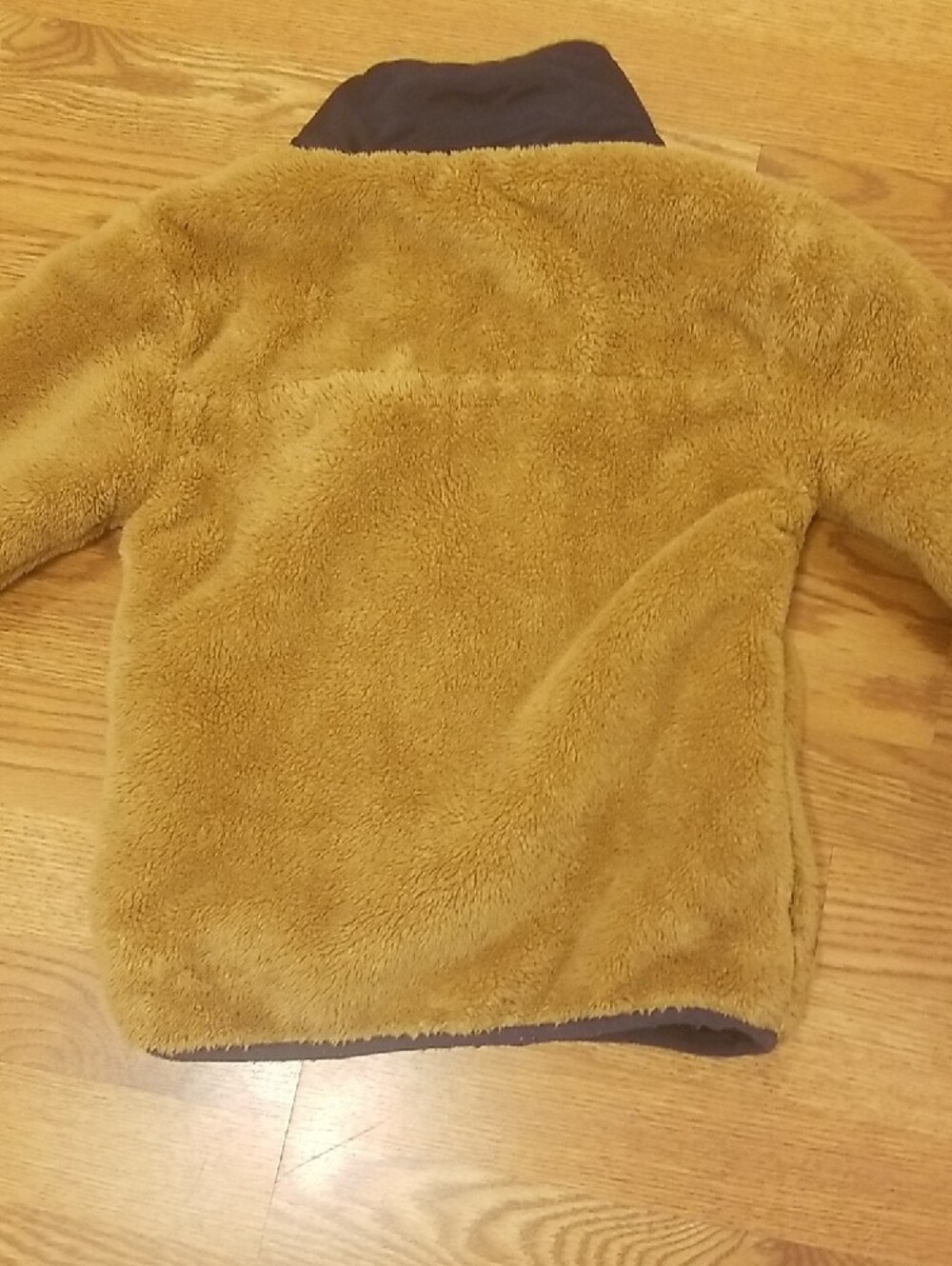 Tommy Bahama Kids Tan Plush Puffer Jacket with Dark Contrast Pocket - Picture 9 of 9
